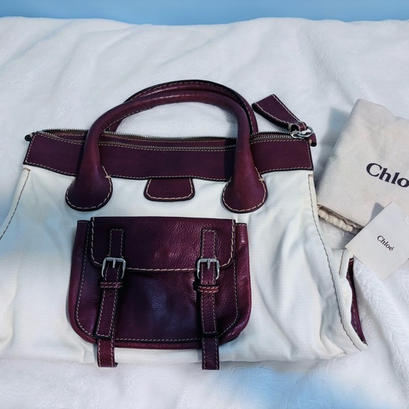 Chloe Brown/Off-White Canvas and Leather Edith Shopper Tote - Picture 9 of 9